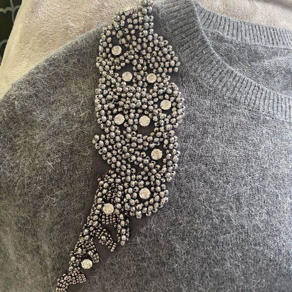 Top Shop grey embellished beaded angora blend sweater size 12 - Picture 2 of 6